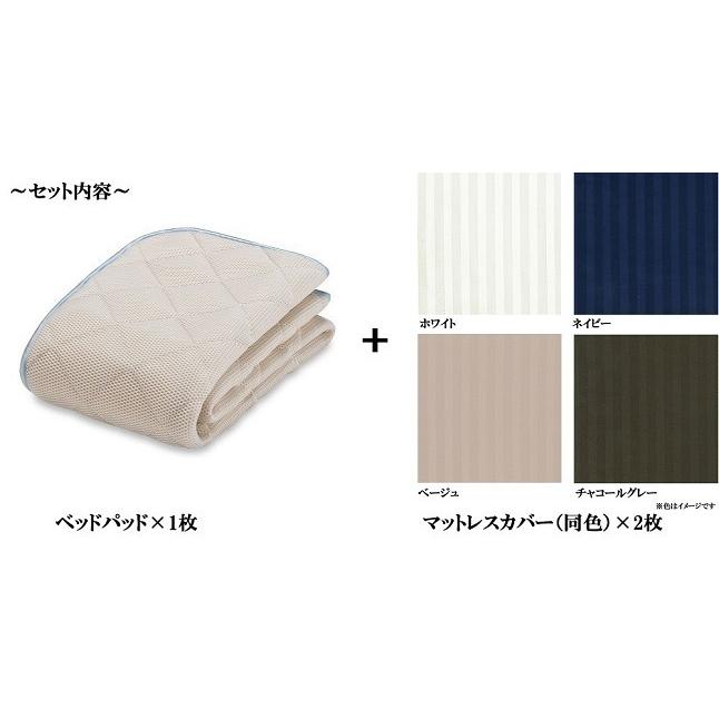 正規品 フランスベッド オールシーズンメッシュパッド ライン＆アースN 寝装品3点 ワイドダブル | ベッドパッド マットレスカバーの画像