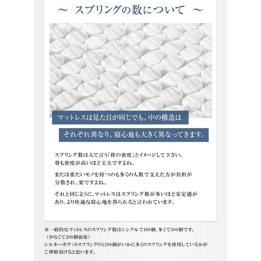 日本ベッド マットレス セミダブル シルキーパフ 120cm×195cm×24cm| 正規品 シルキーポケット 日本製 高級 柔らかい ソフト 横向き silky｜komichi-2018｜06