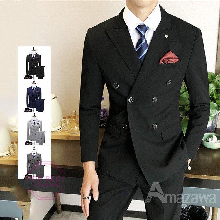 人気カラーの カジュアルスーツ スーツ ダブルボダン セットアップ メンズスーツ 3ピーススーツ スーツ ダブルボダン セットアップ メンズスーツ 3ピーススーツ スリム 春 二次会 卒業式 ビジネススーツ