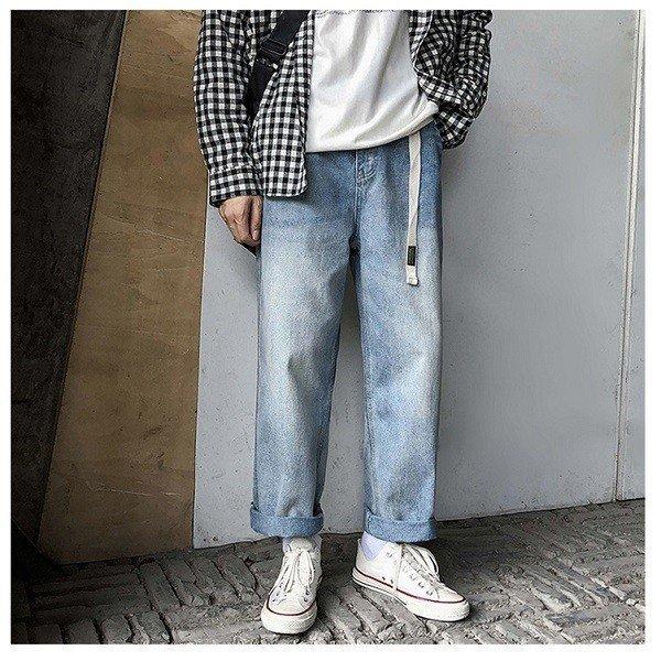 くすみ水色 ジーンズ メンズ デニムパンツ 大きいサイズ ロングパンツ ジーパン 長ズボン スリム カジュアルージ ジーパン お Khayyan Com