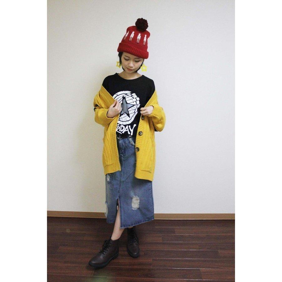 スカート ロング 冬 秋冬 膝丈 デニム ストレート ダメージ 10代 代 中学生 高校生 女子 ファッション カジュアル レディース Okk bdd0 コミリーショップ 通販 Yahoo ショッピング