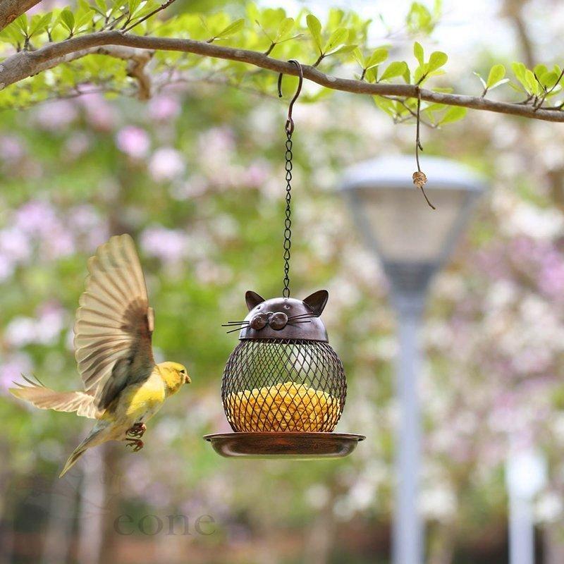 コミリーショップバードフィーダー 小鳥 野鳥 用 給餌器 餌台えさ置き 吊下げ 可愛い 餌入れ 鳥 ガーデンオブジェ吊下げ メッシュ 金属 訳ありセール