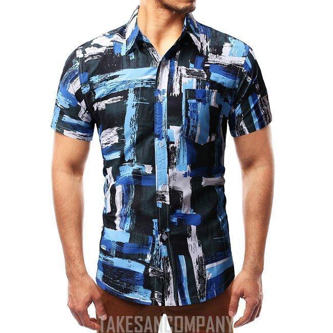 ファッション 22新作 Pre Autumn アロハシャツ メンズ 半袖 ハワイアンシャツ シャツ アロハシャツ ビーチ 祭り M L Xl 2xl メンズ用 アロハシャツ 夏春 ブルー Lftasakcai Tritop Com Br