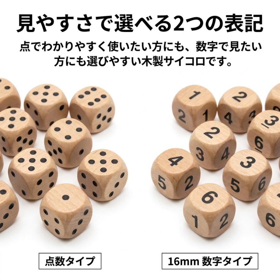 サイコロ 木製 木 12mm 16mm 20mm かわいい 癒やし すごろく サイコロ