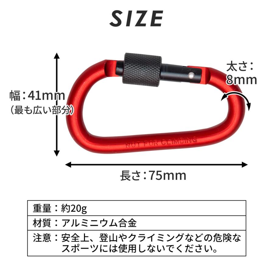 カラビナ セット 5本セット D型 ロック 式 キーホルダー ペットボトル