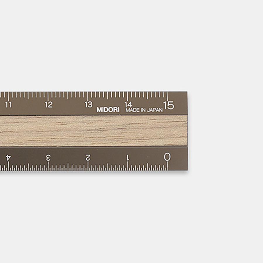 ミドリ 定規 アルミ&ウッド定規 15cm 茶×茶 42280006 : 小物市場
