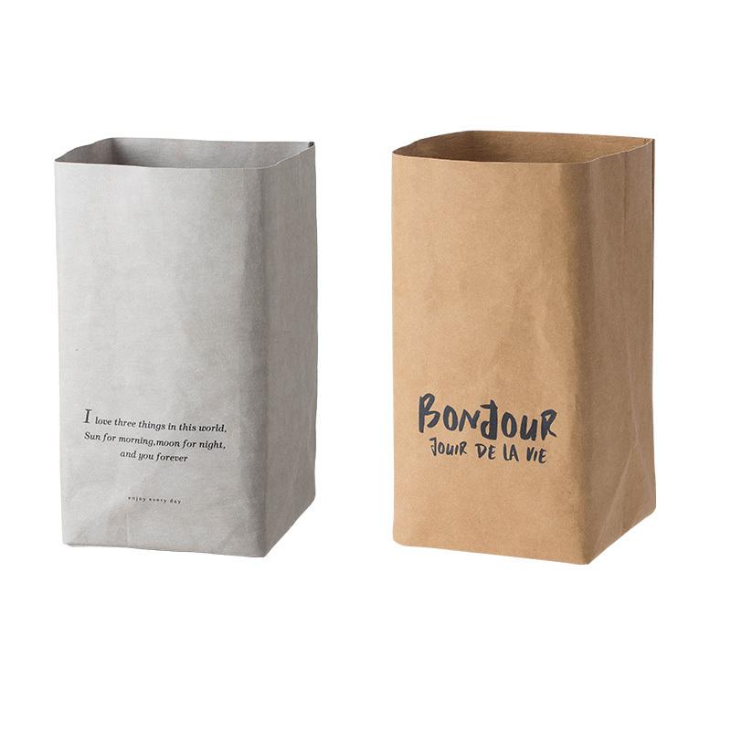 洗えるクラフト紙袋 Lサイズ マチ広 収納 紙袋 紙 再利用 ペーパー