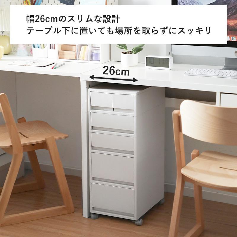 霜山 送料無料 デスクワゴン キャスター付き キャビネット 完成品 5段