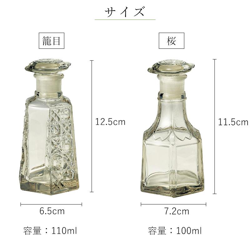 しょうゆ差し 2個セット 液だれしない ガラス製 レトロ 亀甲 菊紋 籠目