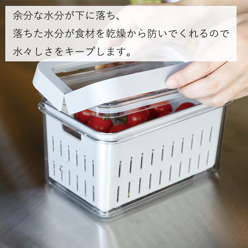 送料無料 保存容器 ザル付き 野菜 やさしい 2L 蓋付き 水きりザル 野菜