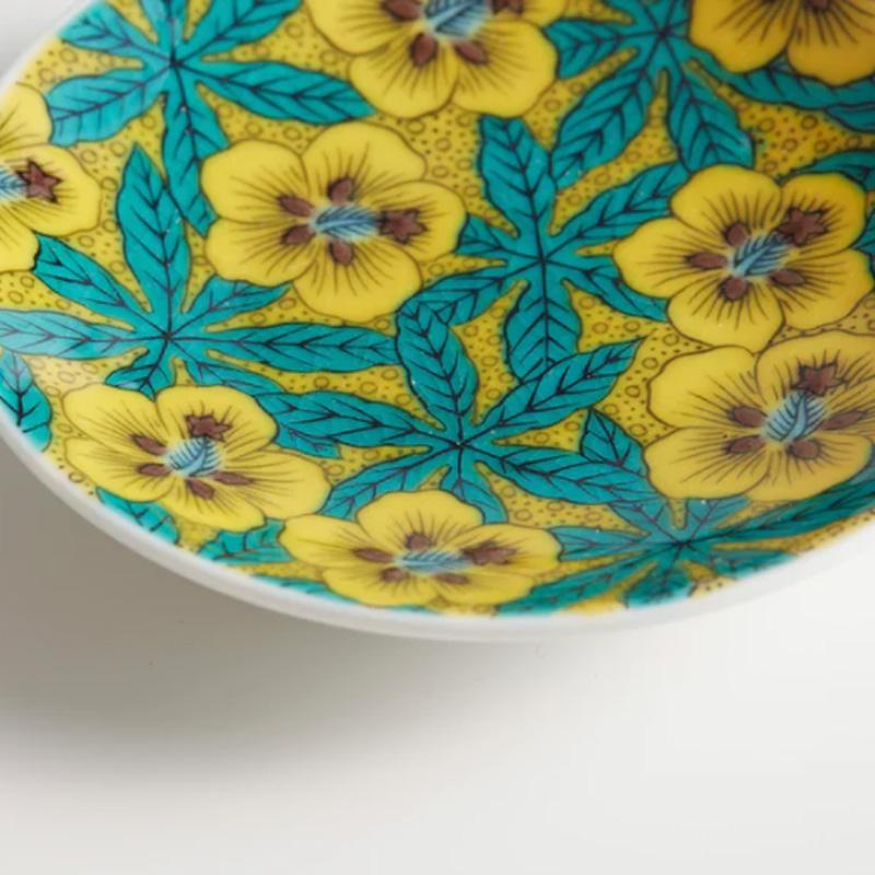 九谷焼 縁起豆皿 吉田屋風葵 青郊窯 風葵 和食器 立葵 縁起 豆皿 吉祥