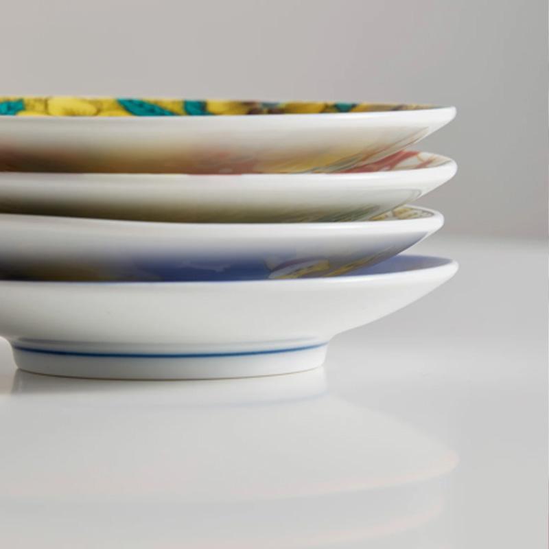 九谷焼 縁起豆皿 吉田屋風葵 青郊窯 風葵 和食器 立葵 縁起 豆皿 吉祥