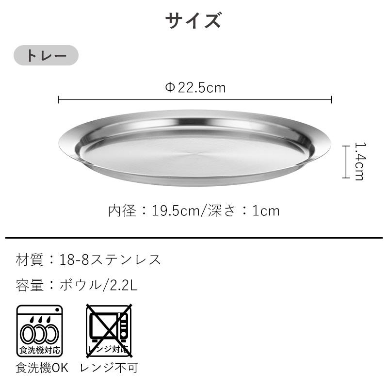 ザル ボウル セット トレー 2点 3点 ステンレス 食洗機対応 22.5cm 深