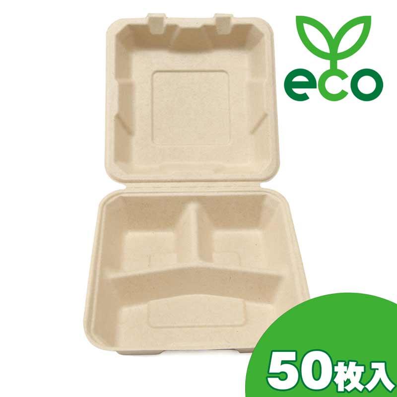 未晒し バガス フードパック ランチボックス エコフード容器 200x200mm