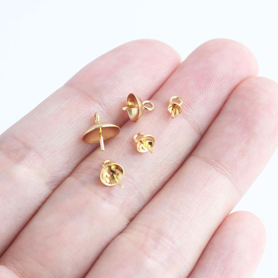 サージカルステンレス キャップ付き ヒートン 6mm ゴールド 芯立
