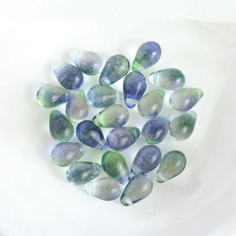 No187 チェコビーズ ブルーのグラデーションピアス ハンドメイド