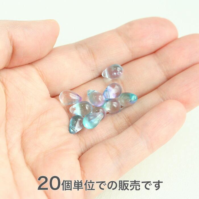 No.183 チェコビーズ 白のグラデーションピアス ハンドメイド チェコガラスビーズ ドロップ しずく 9×6mm ブルー系