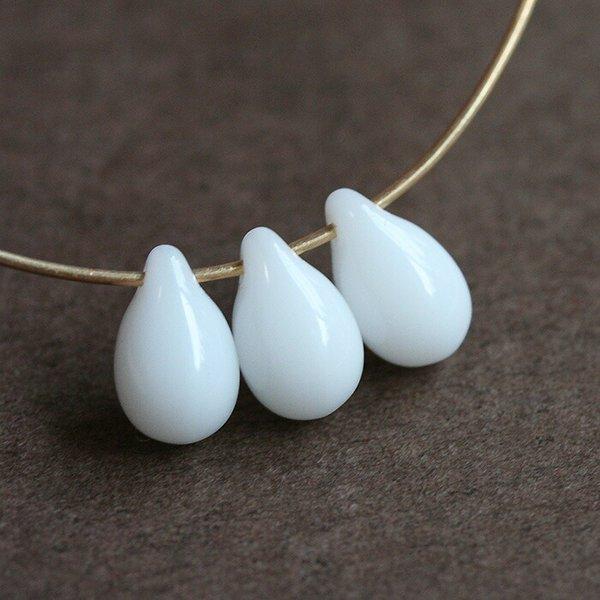 チェコガラスビーズ ドロップ しずく 9×6mm スノーホワイト 10個  