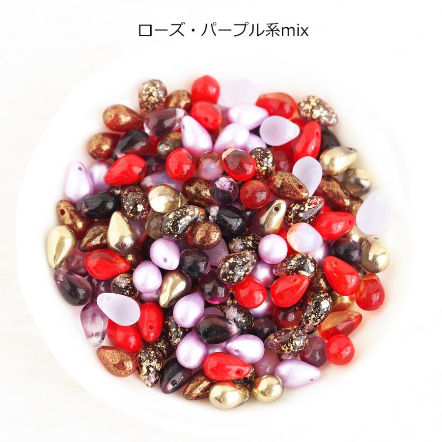 チェコビーズ ドロップ 9×6mm カラーアソート 大容量 約100個 メール便