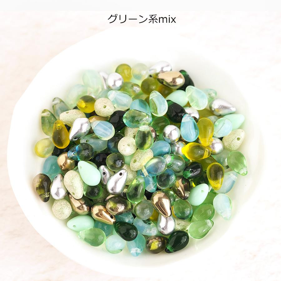 チェコビーズ ドロップ 9×6mm カラーアソート 大容量 約100個