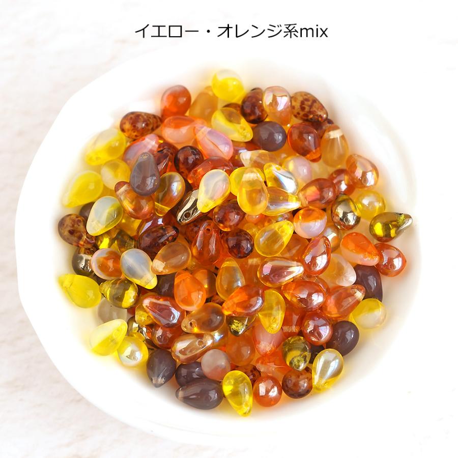チェコビーズ ドロップ 9×6mm カラーアソート 大容量 約100個 メール便