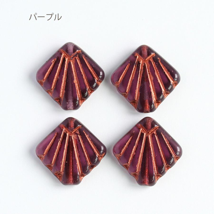 チェコビーズ ライン入りスクエア 17mm 4個 チェコガラス ビーズ