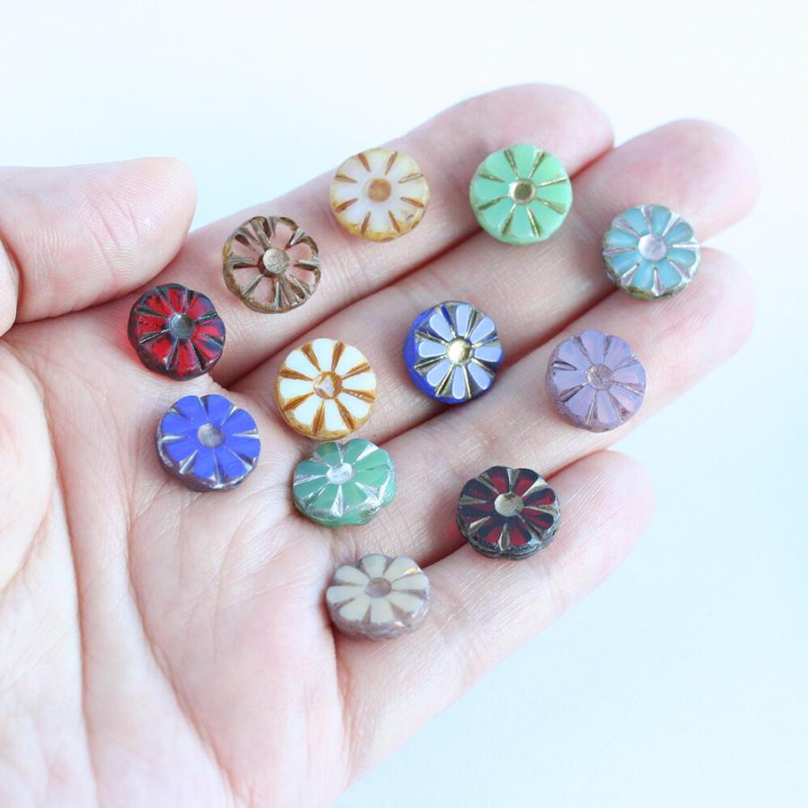 チェコビーズ サンフラワー 12mm 4個 チェコガラス ビーズ お花