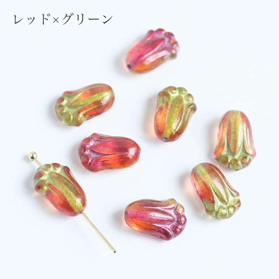 チェコビーズ チューリップ 12×8mm 8個 チェコガラス ビーズ フラワー