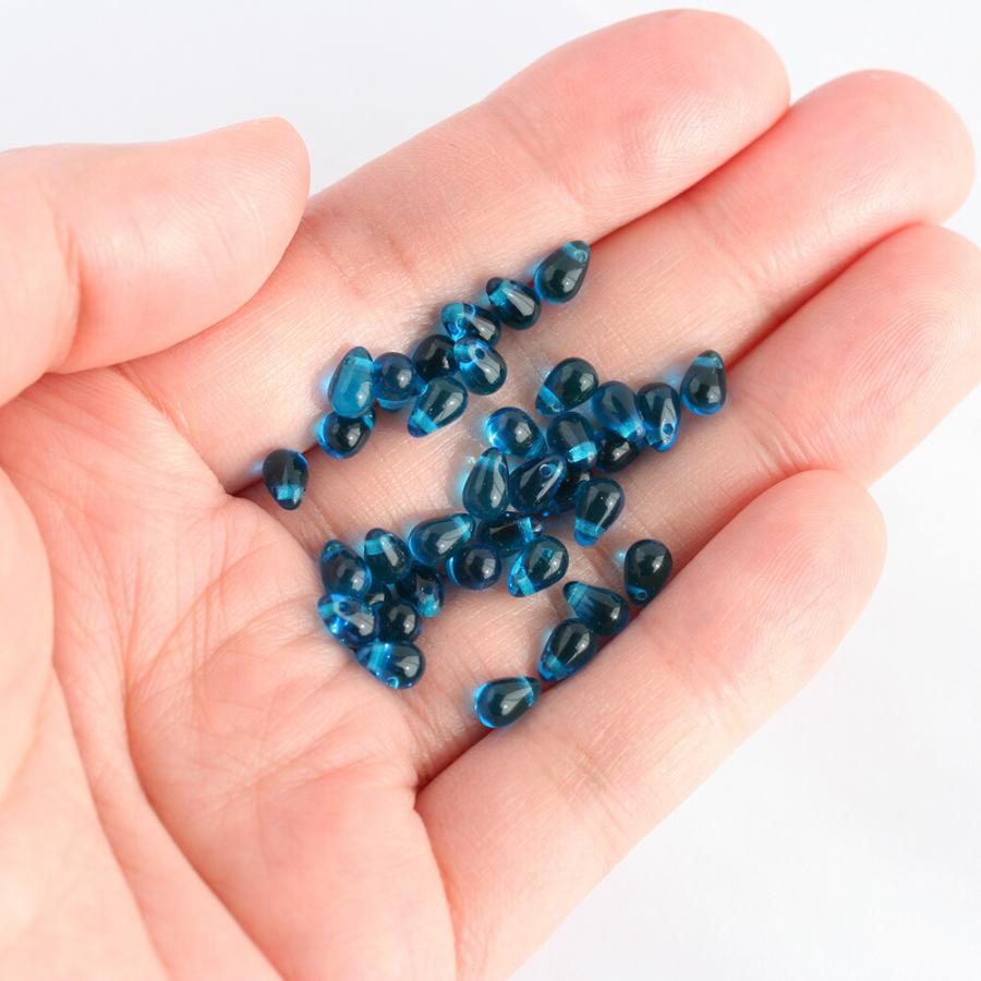 チェコビーズ ドロップ 約4×6mm カプリブルー 約30個 しずく チェコ