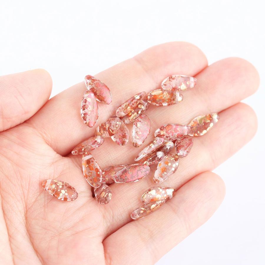 チェコビーズ ダガー 6×12mm ブロンズ×ゴールド 約20個 チェコガラス 