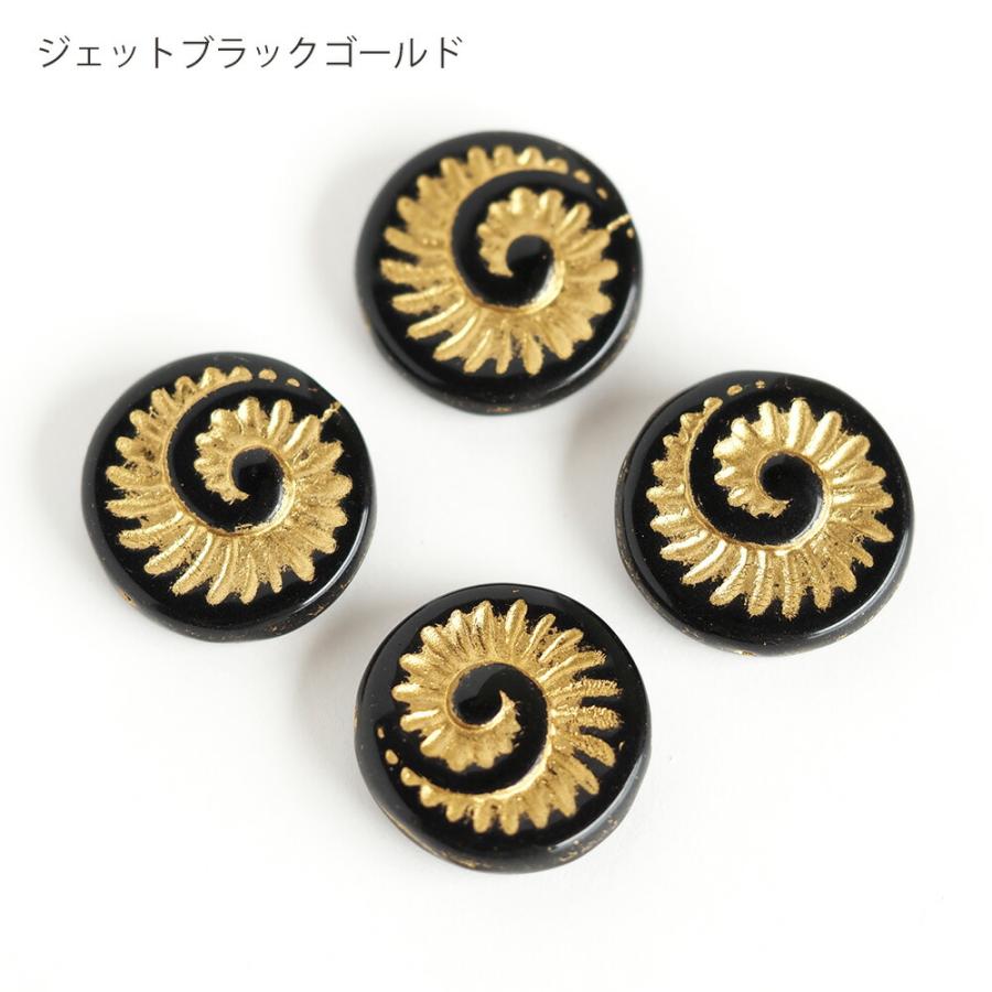 チェコビーズ 化石シェルビーズ 18mm アンモナイト チェコガラス 