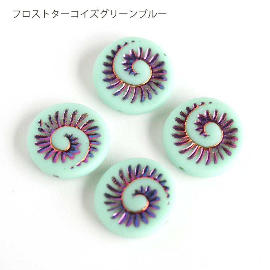 チェコビーズ 化石シェルビーズ 18mm アンモナイト チェコガラス