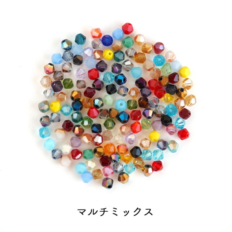 カットガラスビーズ ソロバンカット 4mm 10g 約130個 カラーミックス
