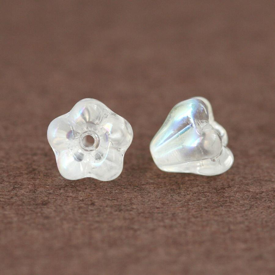 チェコビーズ ベルフラワー 4×6mm オーロラクリスタル 約20個 お花
