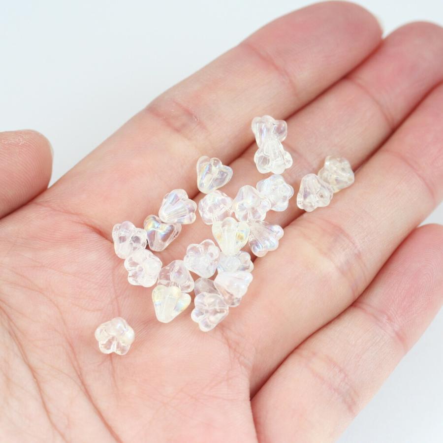 チェコビーズ ベルフラワー 4×6mm オーロラクリスタル 約20個 お花