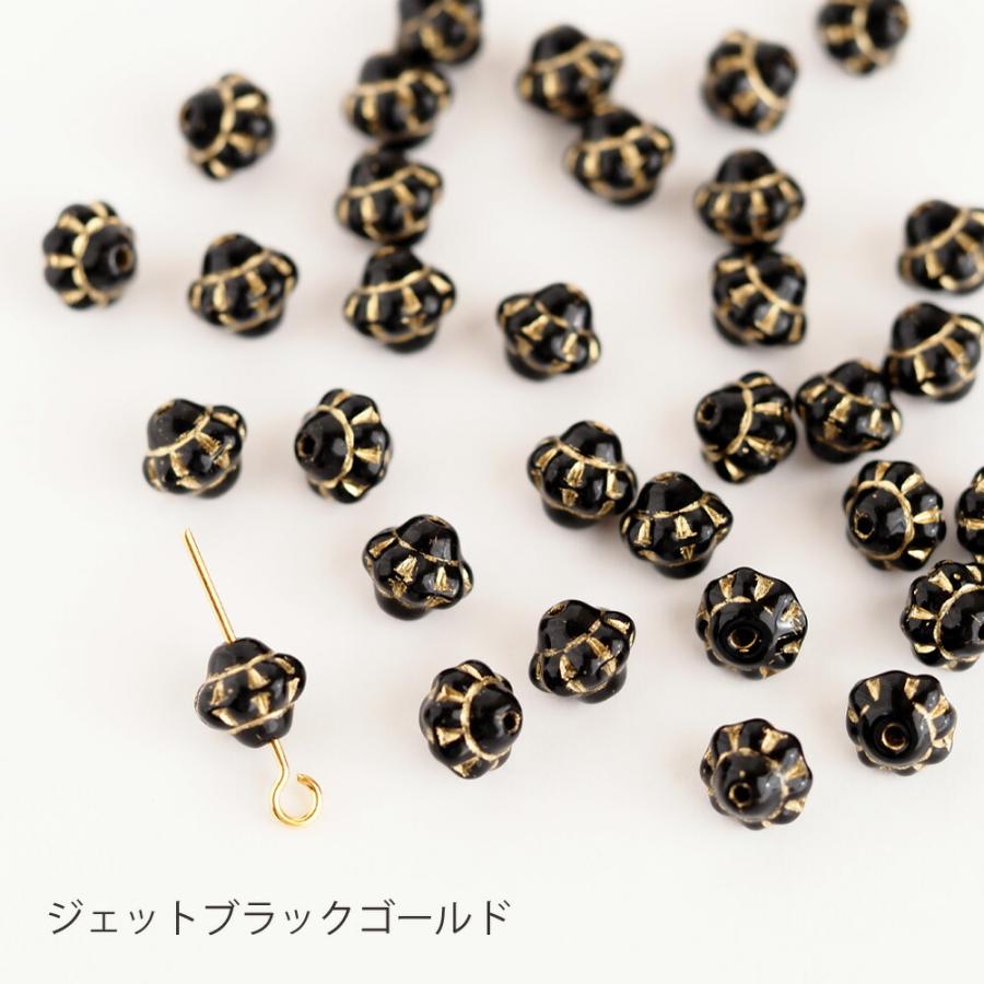 9296 黒 Javaビーズ パーツ チェコビーズ UFO 6mm 約30個入り 全5色 ガラスビーズ チェコガラス