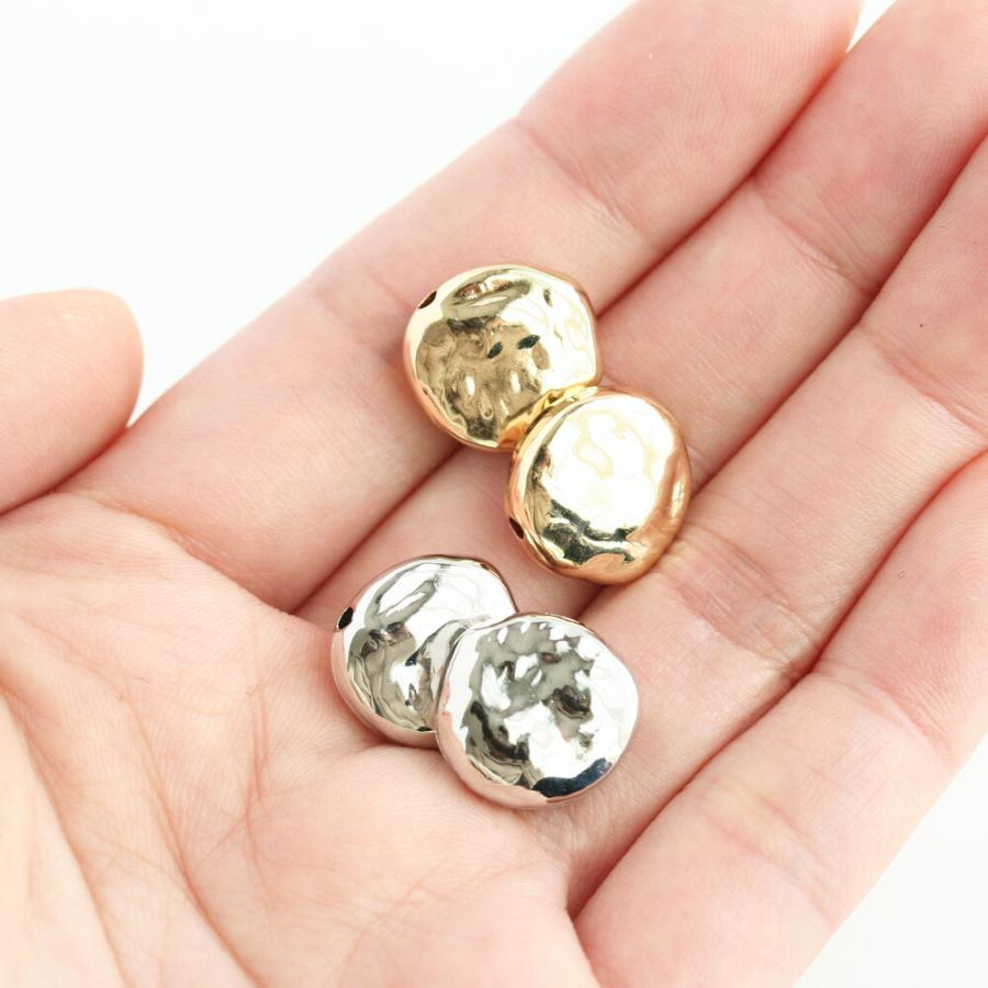 CCBビーズ コイン No.1 ゴールド シルバー 4個 樹脂ビーズ アクリル 