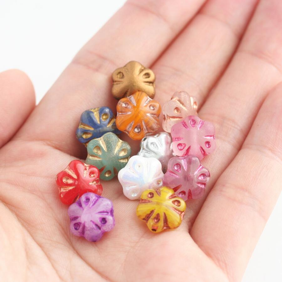 チェコビーズ フォークロアフラワー 11×11mm 6個 アクセサリーパーツ
