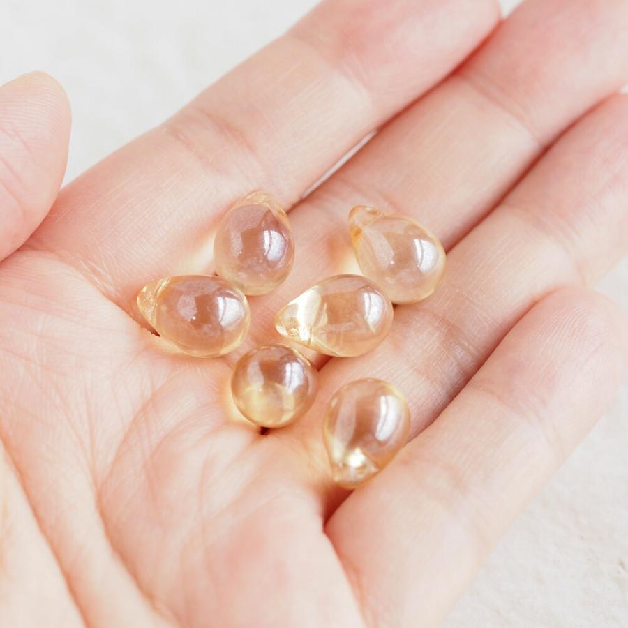 チェコビーズ ドロップ 10×14mm シャンパンラスター 6個 アクセサリー
