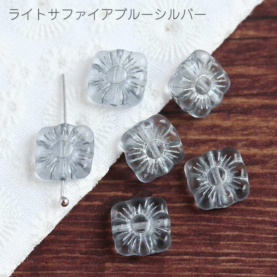 チェコビーズ スクエアフラワー 10mm 6個 チェコガラス アクセサリーパーツお花 四角 手作り ハンドメイド 手芸 素材 材料 ハンドメイド パーツ ピアス｜komorebista｜09