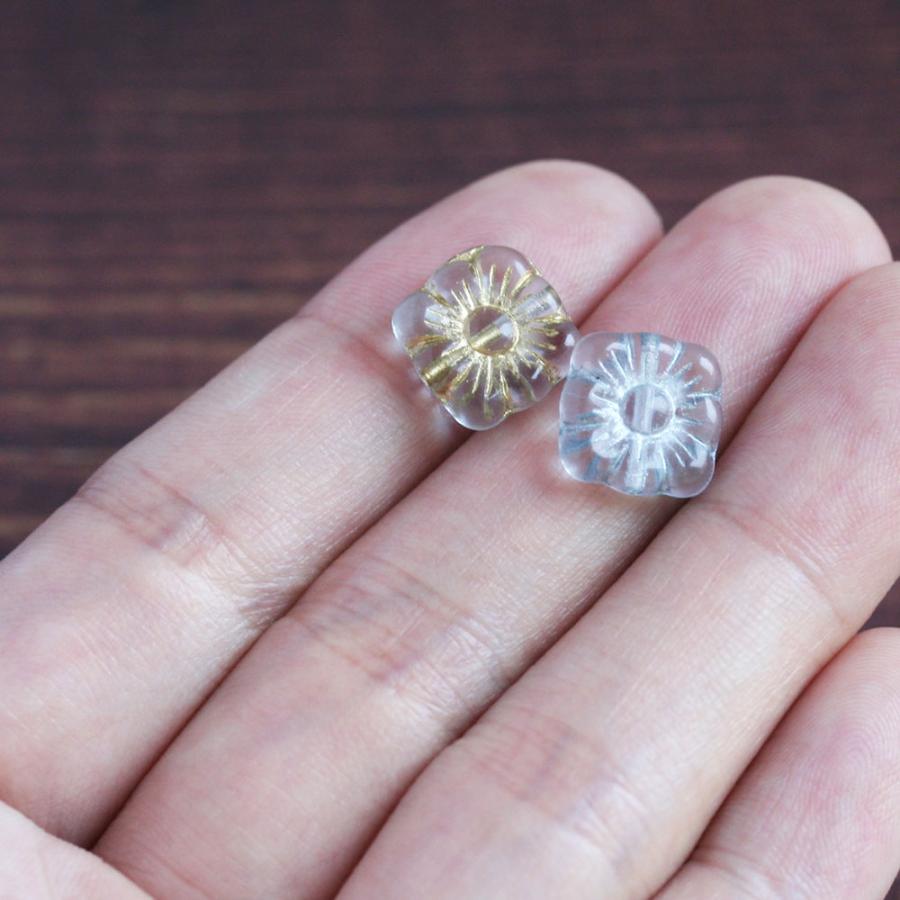 チェコビーズ スクエアフラワー 10mm 6個 チェコガラス