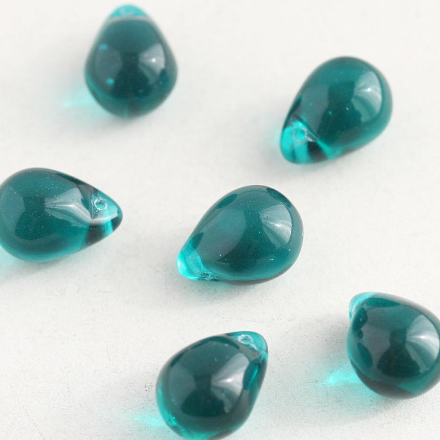 チェコビーズ ドロップ 10×14mm ナイルブルー 6個 アクセサリーパーツ