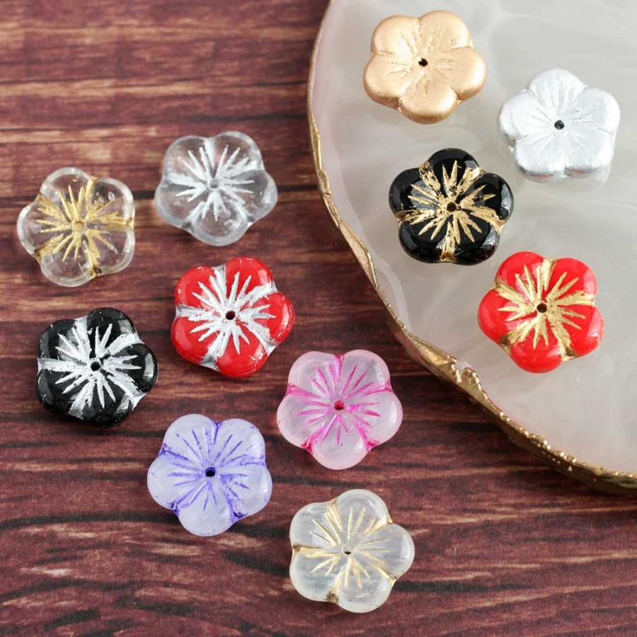 チェコビーズ フラワー 14mm 4個入り 花 チェコガラス ビーズ