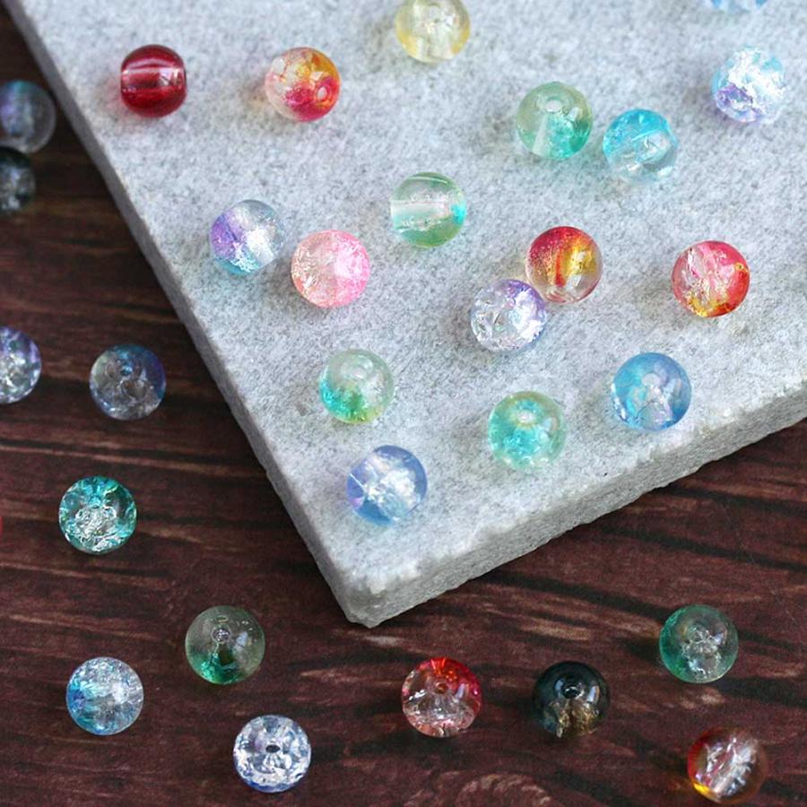 クラック入りガラスビーズ 丸玉 6mm 30個入 グラスビーズ アクセサリー