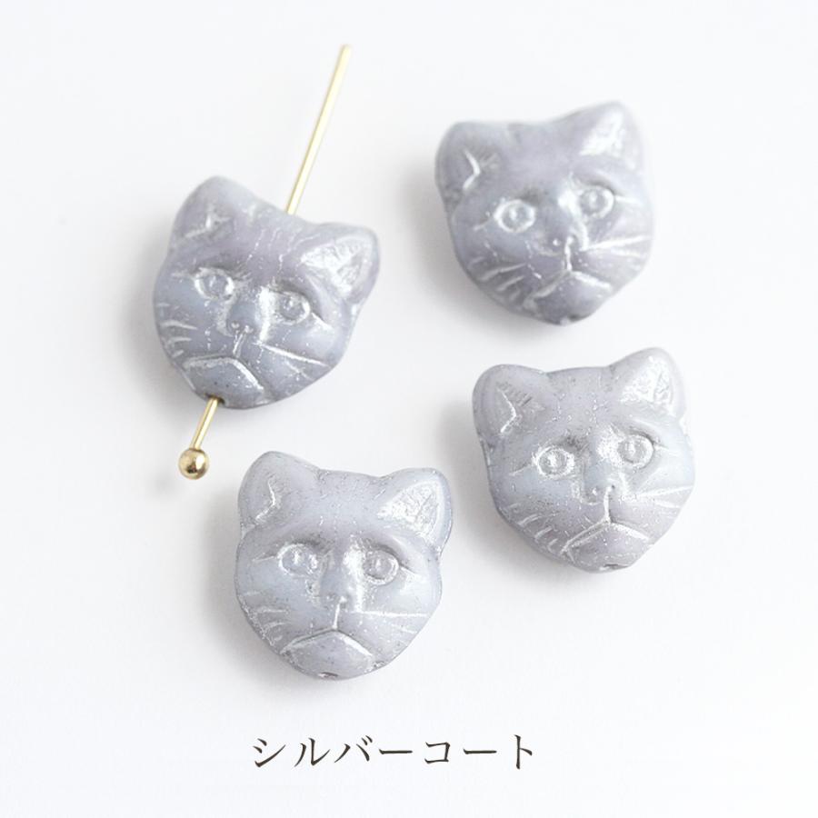 チェコビーズ キャット13x12mm 4個 猫 ネコ ねこ フェイス チェコ