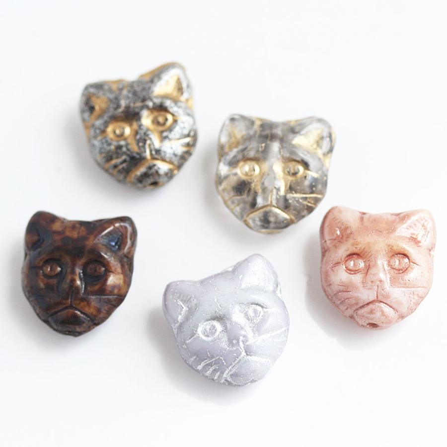 チェコビーズ キャット13x12mm 4個 猫 ネコ ねこ フェイス チェコ