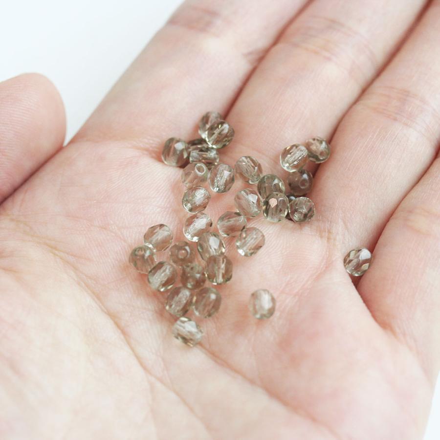 チェコビーズ FP 4mm ブラックダイヤ 30個 アクセサリーパーツ