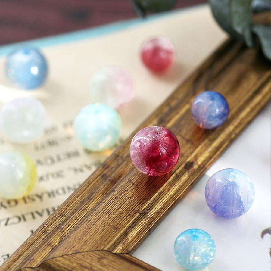 オパールクラック ガラスビーズ 丸玉 8mm 10mm 10-20個入 グラスビーズ