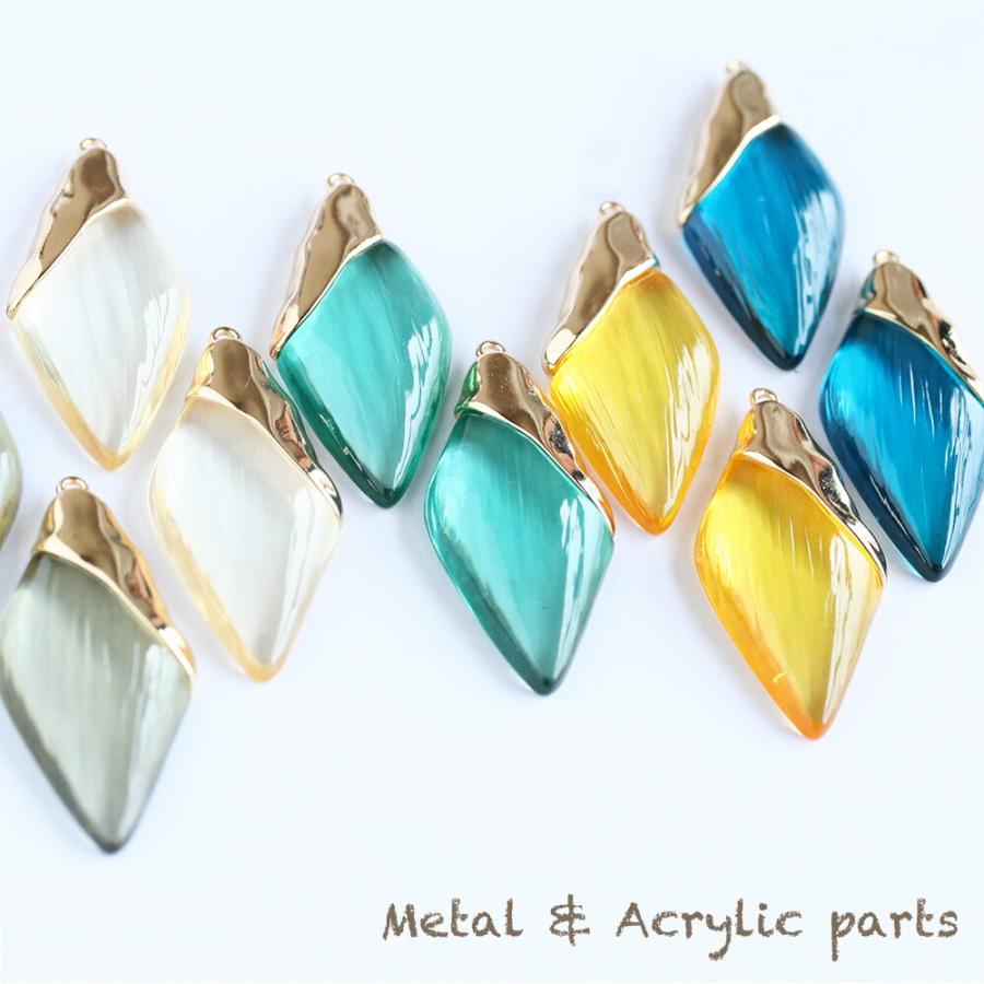 メタル＆アクリルパーツ 大ぶり ひし形 左右対称セット 2個入 パーツ