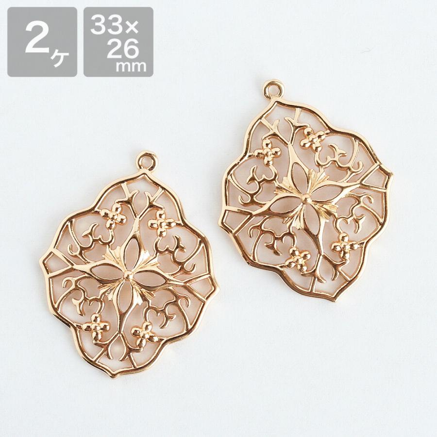 【729】アクリルビーズとメタルパーツのピアス／イヤリング アクセサリーパーツ メタルパーツ 透かしチャーム No.2 ゴールド 手芸